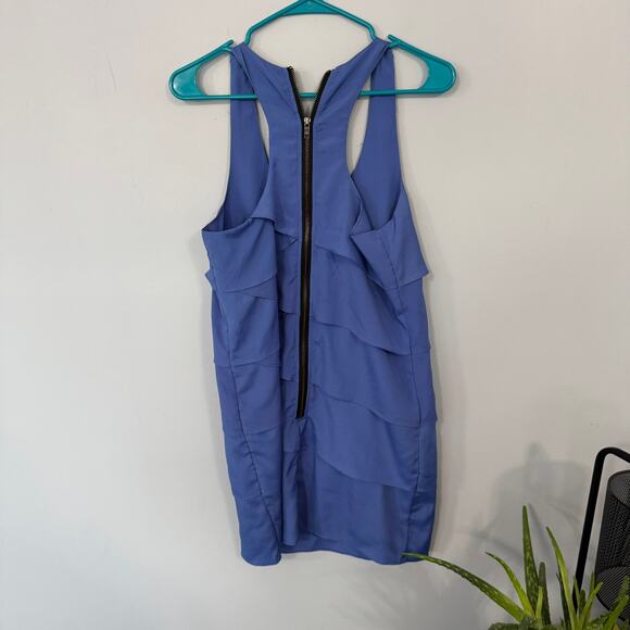 Lush Periwinkle Blue Mini Dress w/ Ruffle Tiers Size Medium - Picture 5 of 7